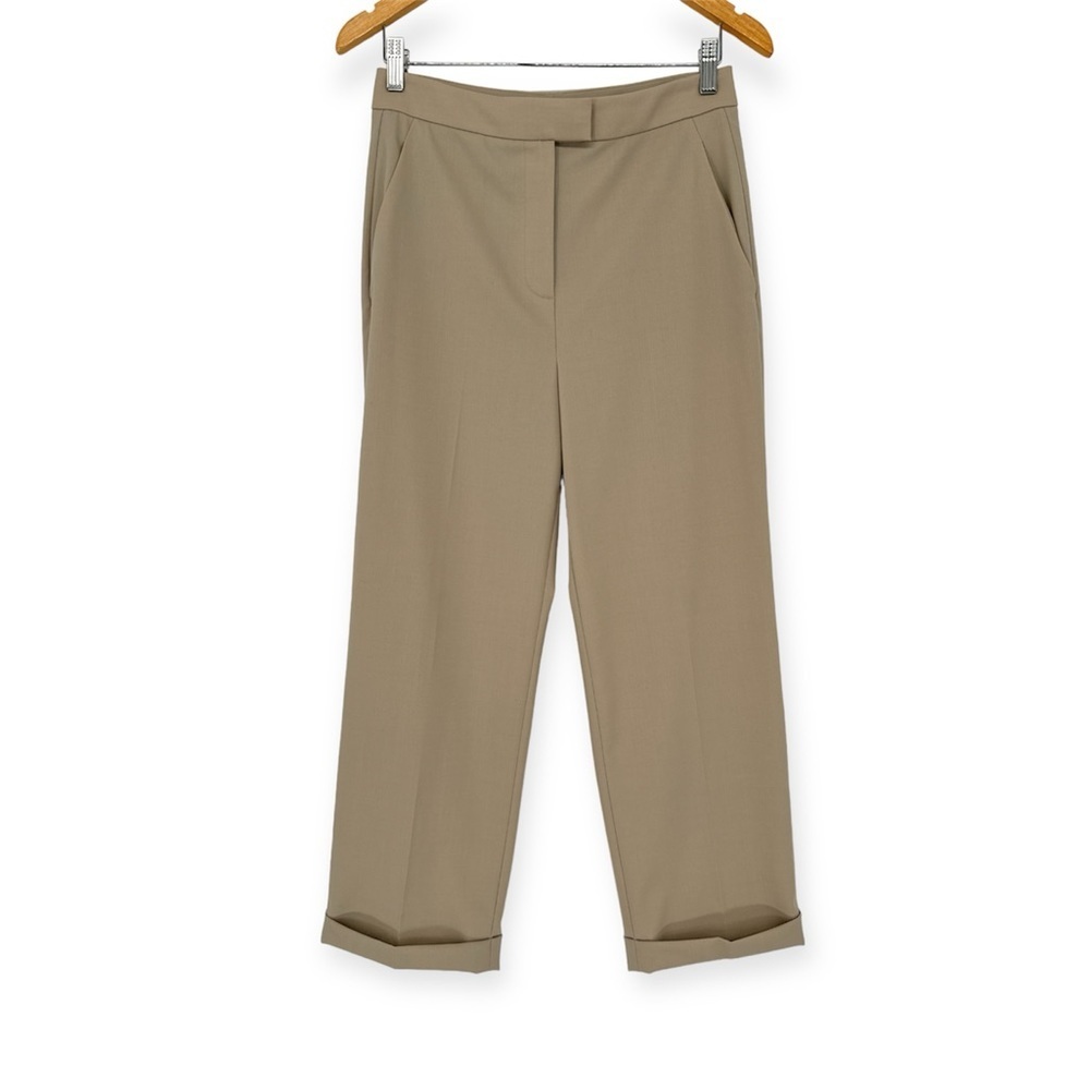 St. John Taupe Straight-Leg Trousers